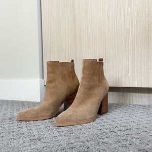 Barely Worn Marc Fisher Classic Pointed Nude Suede Booties